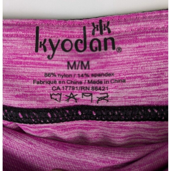 KYODAN Cropped Capri Workout Athletic Leggings Black Pink Size M Activewear Yoga - Picture 2 of 6